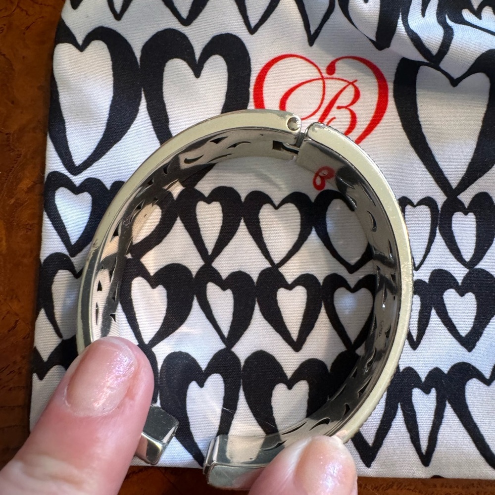 Silver Brighton hinged bangle with scrollwork pattern - Picture 3 of 3